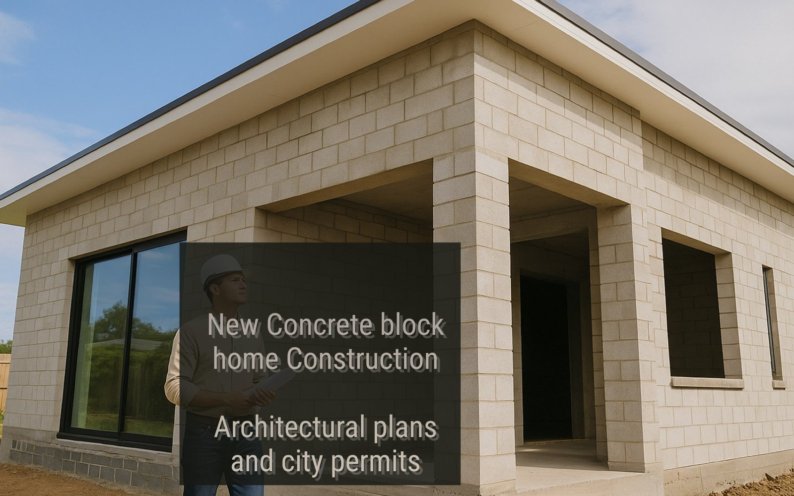 bgc New concrete block home construction Architectural plans and city permits3